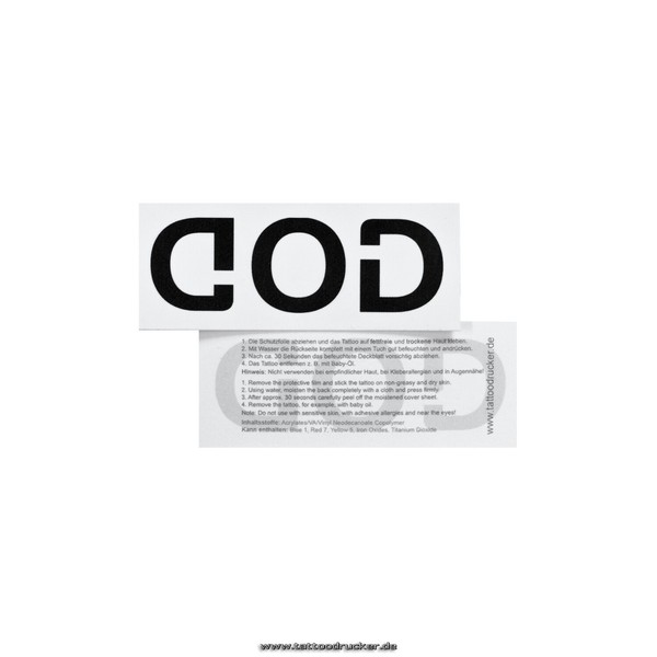 2 X God Tattoo - Schriftzug, Anagramm - Temporary Body Tattoo (2)-image