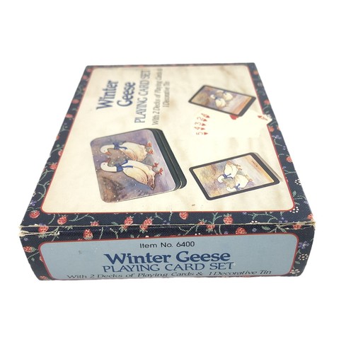 Juego de cartas de juego vintage JSNY con lata y 2 barajas gansos/patos de invierno - Imagen 6 de 10