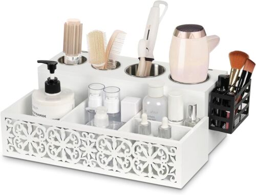 Hair Tool Organizer, White Dryer Holder, Bathroom Countertop Blow