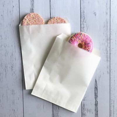 50 White Paper Party Lolly Treat Bag Cookie Chocolate Birthday Takeaway Loot Bag