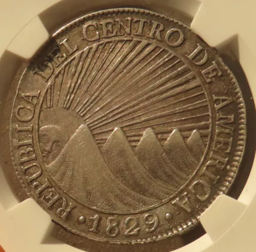 Guatemala Central American Republic 8 Reales 1829 Nueva Guatemala Mint NGC AU55