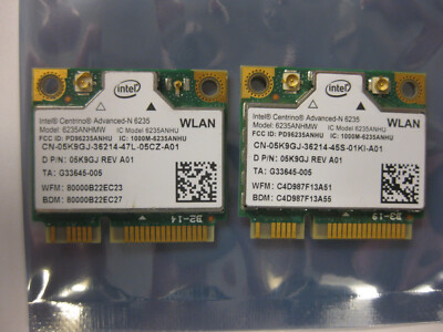 Lot of 2  Intel Centrino Advanced-N 05K9GJ Rev A01 6235ANHMW 6235 WLAN Bluetooth