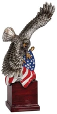 AMERICAN BALD EAGLE STATUE Patriotic American Flag FIGURINE EAGLE SCULPTURE