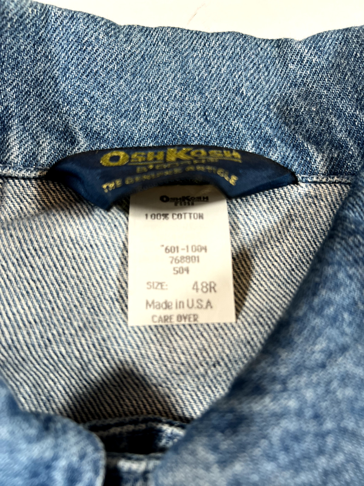 Vintage Osh Kosh Denim Chore Jacket Sanforized Size 48R Mens USA UNION MADE image 6