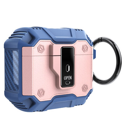 For Apple AirPods 4th 3rd 2nd Gen/Pro 2 Shockproof Armor Lock Case with Keychain