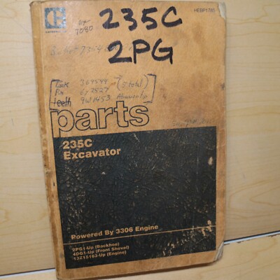 CAT Caterpillar 235C Crawler Excavator Parts Manual Catalog book list 2PG series