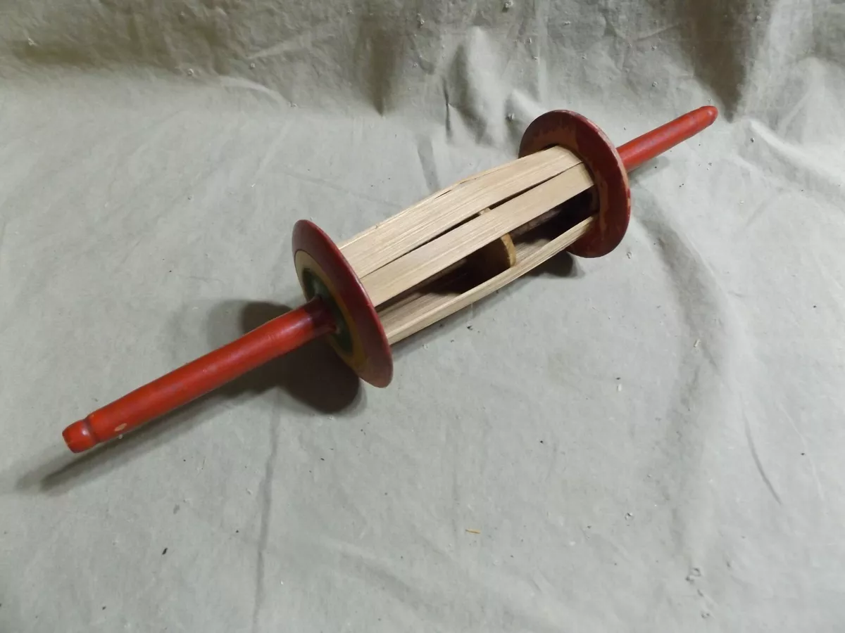 Antique Signed GO FLY A KITE 12" Turned Wood Kite Flying String Winder w  Bamboo | eBay