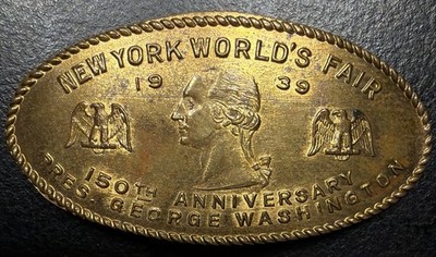 1939 New York NY World Fair GEORGE WASHINGTON Elongated Cent M&D-32 R3 BU UNC
