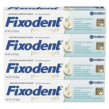 Fixodent Pure Strength Secure Denture Adhesive 2.4oz (Pack of 4)