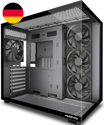 MUSETEX Y6 PC Gehäuse Vorinstallation 4 Nicht-Led-Lüfter, ATX Mid Tower Computer