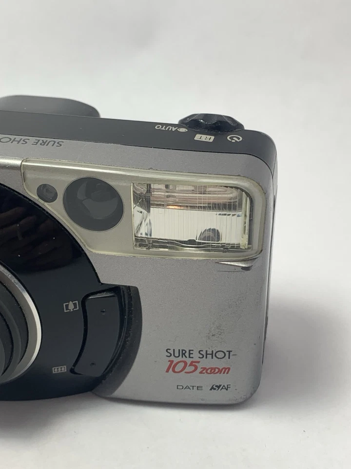Cámara fotográfica Canon Sure Shot 105 con zoom 38-105 mm plateada funciona Foto 3 de 4