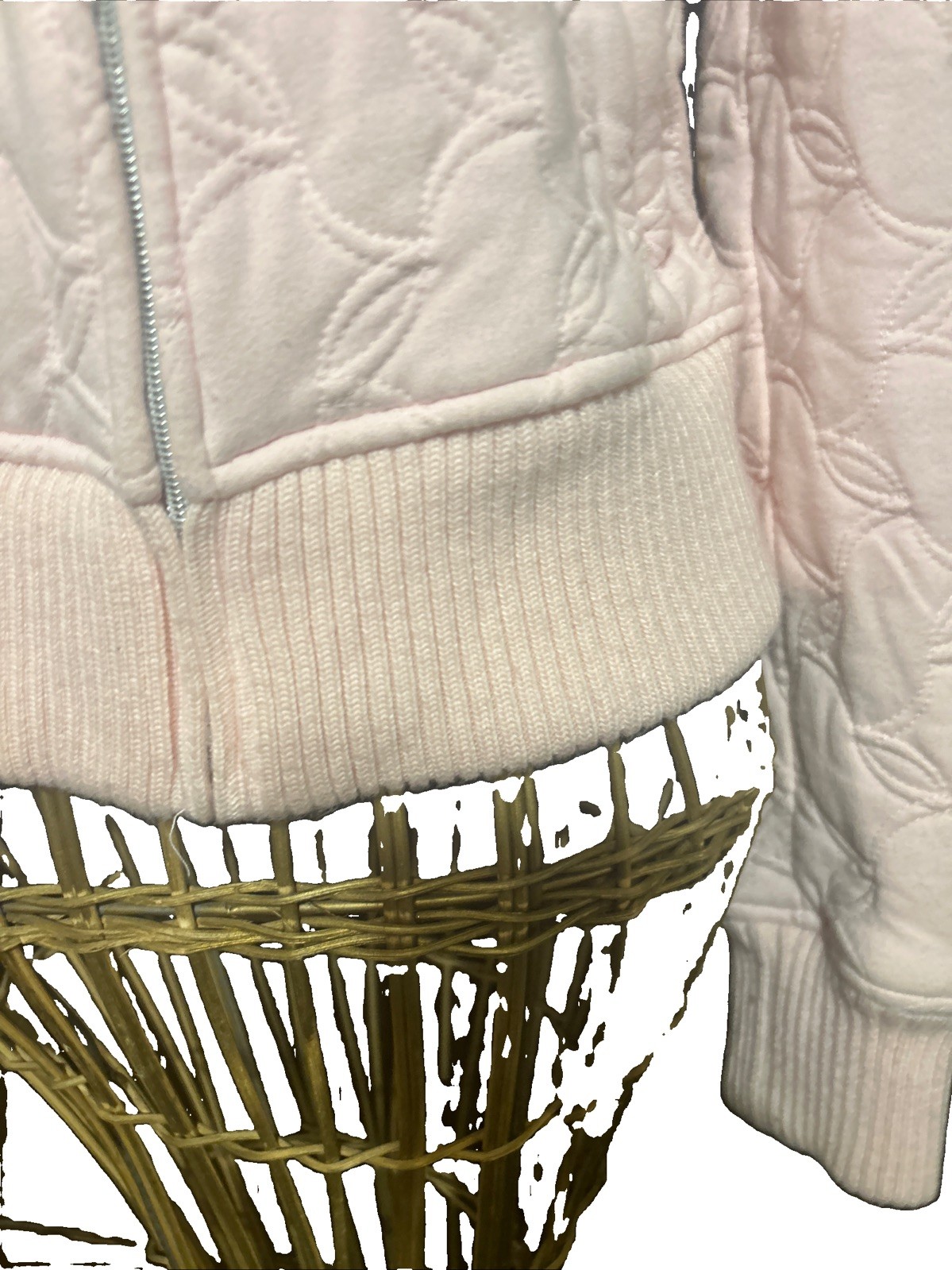 Vintage Pink Rabbit Fur Coat Quilted Size M Hooded Pom Pom’s Blush RARE! Bebe image 8