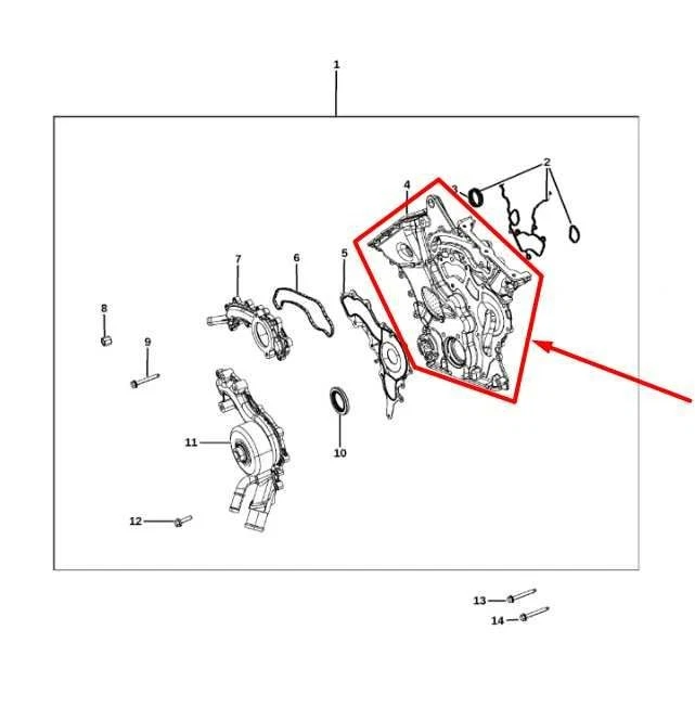 2012-2017 Jeep Wrangler Sahara 3.6L Engine Front Timing Chain Cover 68079232AB - Image 2 of 4