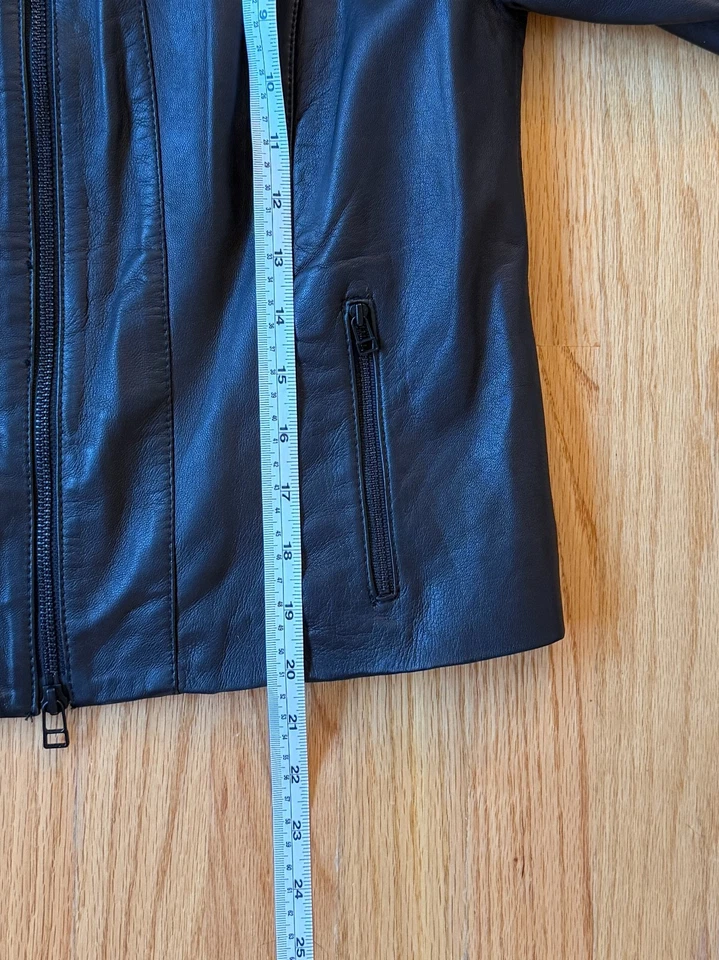 Галогеновая женская куртка XS черная 100% кожа на молнии для мотоцикла - Изображение 4 из 4