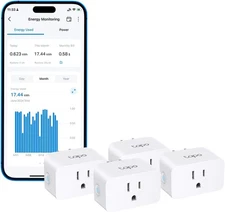 TP-Link 𝗧𝗮𝗽𝗼 Smart Plug Wi-Fi Mini, Energy Monitoring, 4-Pack, White 