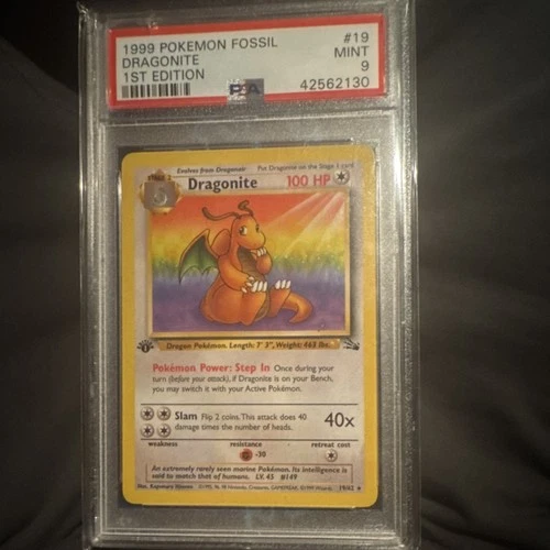 Pokémon Fossil Dragonite 1st Edition PSA 9 Rare 19/62 1999 English