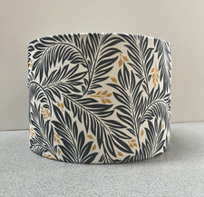Handmade Botanical Leaf Trail Midnight and Gold Floral Drum Lampshade