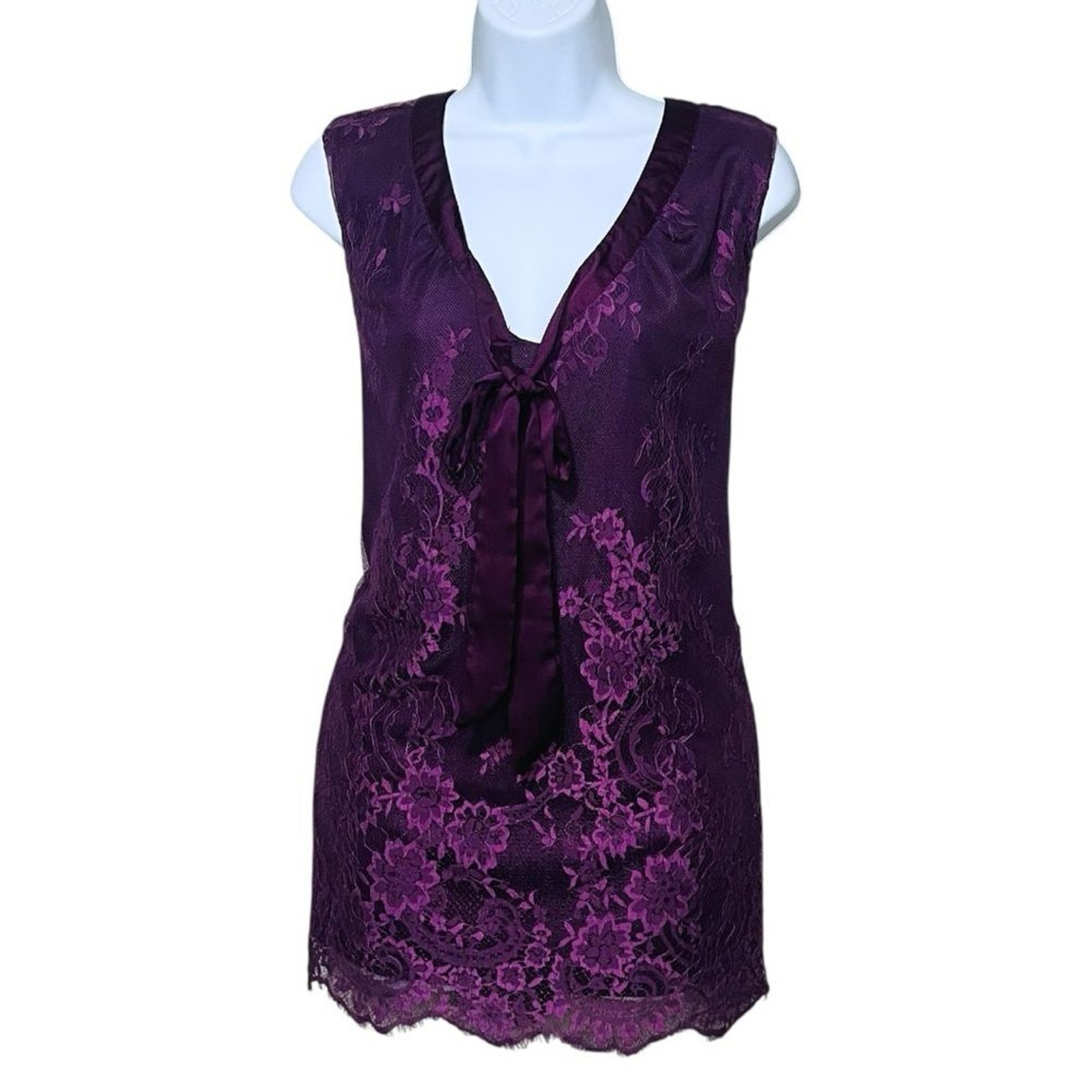 Como Vintage Women’s Plus Size 2X Sleeveless Deep Purple Floral Blouse