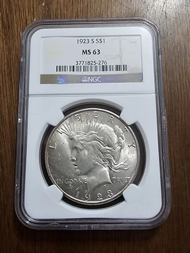 Flashy 1923-S Peace Silver Dollar MS63 NGC Uncirculated