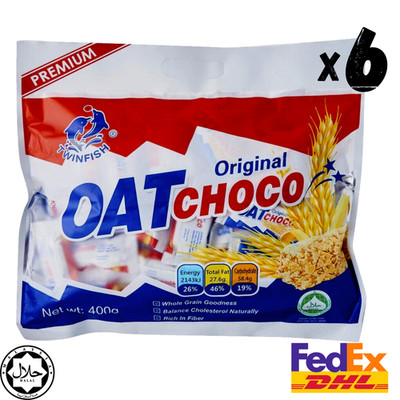 x6 Twinfish Oat Choco Original 400g Healthy Oat Snack Bar 40pcs Halal Cereal NEW