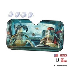Funny Sea Turtle Car Windshield Sun Shade Blue 55"L x 30"W Cool Sea Turtle