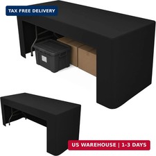2 Pack Black Open Back Fitted Tablecloth Rectangle for 4ft Table