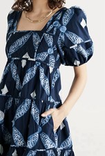 Ulla Johnson Nora Puff Sleeve Poplin Midi Dress in Indigo Size 8 NWOT $495