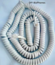 Cool White 25Ft Long Handset Cord Landline Phone Generic Curly Coil 4p4c RJ9