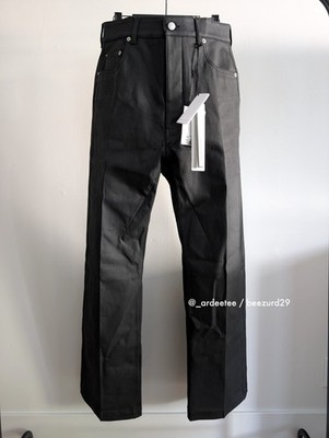 NEW* RICK OWENS FW24 MATTE COATED WIDE LEG GETH JEANS $1500 (BLACK