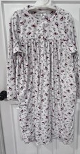 ARIA COLLECTION White With Cardinal Long Sleeve Fleece Nightgown Size XLarge XL