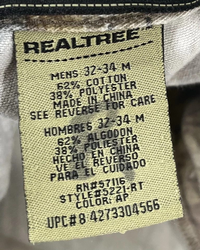 Realtree APX Camo Cargo Pants Mens Medium 32/34 (32/22) Hunting Hiking Pockets - Image 4 of 4