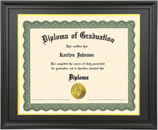 14X17 Diploma Frame Solid Wood Black, Displays 14X17 Diplomas with Black over Go