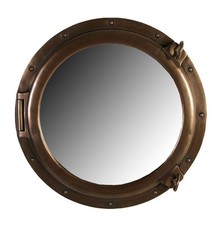 Porthole Mirror 30" Bronze Finish Ship Nautical Themed Wall Mount Round Office