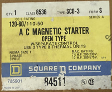 SQUARE D 8536SCO3S Ser A Nema Size 1