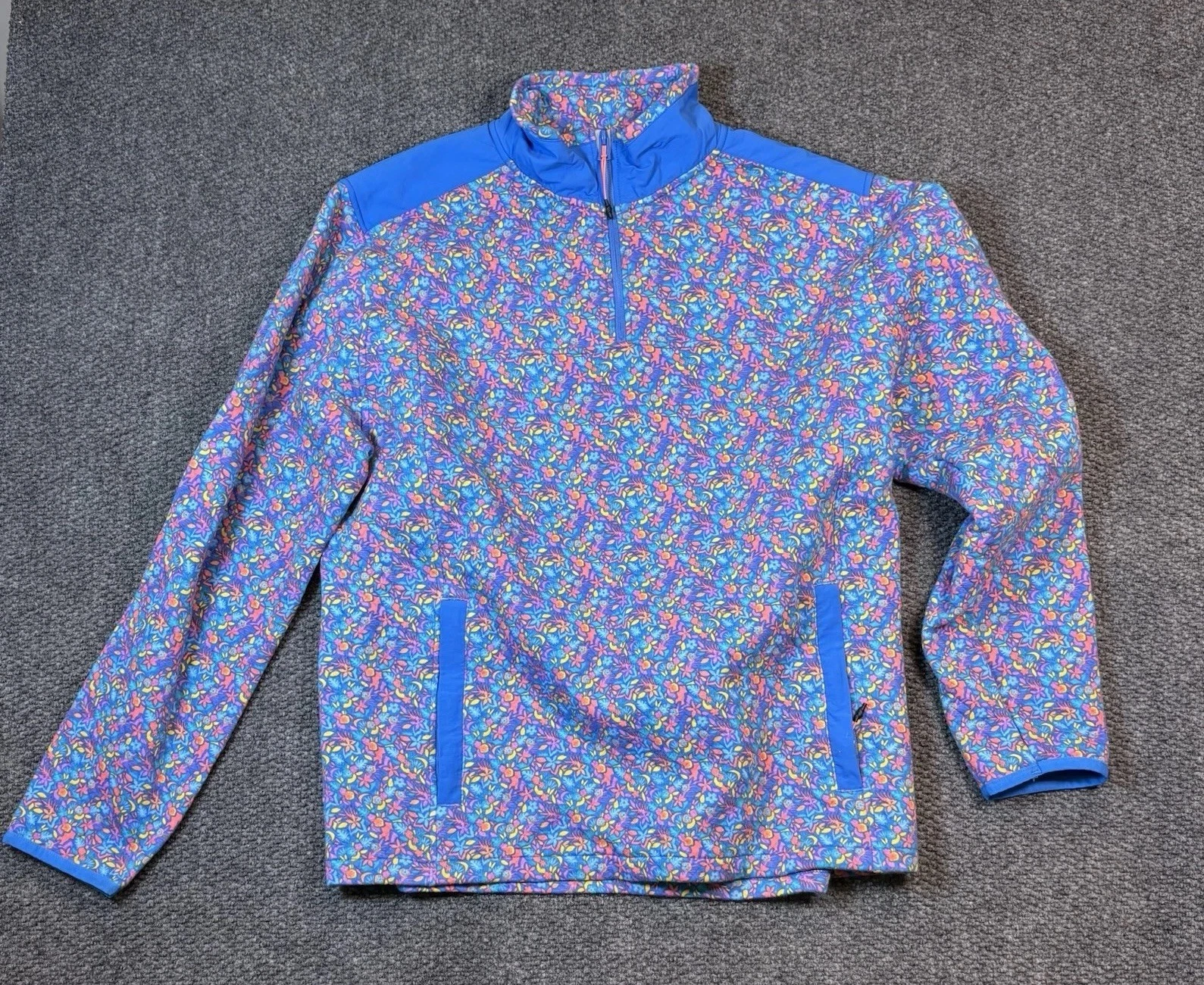 NWT Chubbies 1/4 Zip Pullover Men’s Floral Quilted “The Spade” Zip Pockets Sz L - product detail image 2