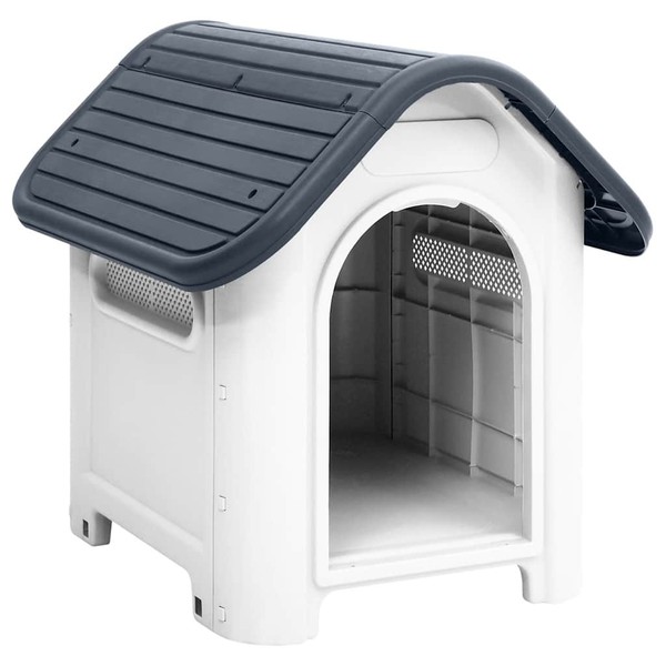 Vidaxl HundehüTte Grau 59X75X66 Cm Polypropylen Neu-image