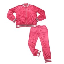 Kate and Mallory Womens Lounge Set Zip Front Jacket with Pants Medium Size Pink