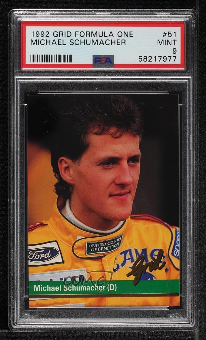 1992 Grid Motorcard Formula 1 Michael Schumacher #51 PSA 9 MINT 0s2
