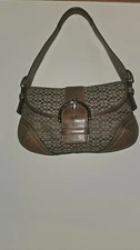 Coach Y2K Soho Brown Signature "C" Shoulder Bag 6818 Silver Buckle Smal Vintage