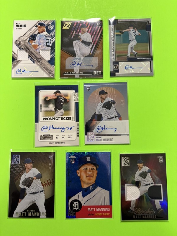 Matt Manning Detroit Tigers Autographs Relics Rookies Prospects 8 Card Lot #rd