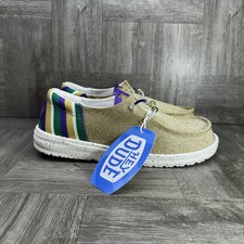 Hey Dude Wendy Funk Mardi Gras Women's 7 Gold Multicolored Lightweight Shoes