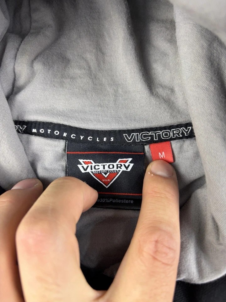 Sudadera Victory Motorcycles Para Hombre Talla Mediana Negra Pullover Sudadera con Capucha Motociclista Foto 4 de 4