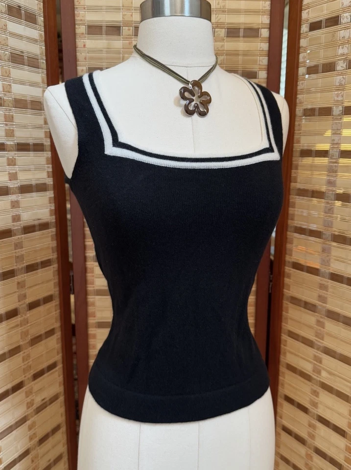 Винтажный 90-х кашемир шерсти Майка Cami Whimsigoth коттедж Core блузка черный XS - Изображение 2 из 4