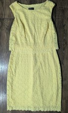 NWT Connected Apparel Women's Yellow Crochet Tiered Sheath Dress Size 10