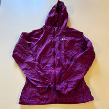 Under Armour Storm Hooded Full Zip Lightweight Windbreaker Jacket Purple Petite
