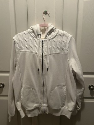 GREEN TEA Women's Fleece Sherpa Jacket Coat Heavy Pockets White Full Zip Xl