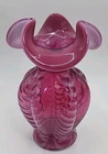 Vintage Fenton Cranberry Opalescent Rib Optic Drape Vase 5.5" Mint