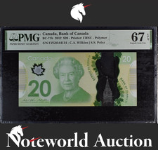Canada Bank of Canada 20 Dollars 2012 BC-71b Polymer UNC PMG 67 EPQ 3rd TOP POP