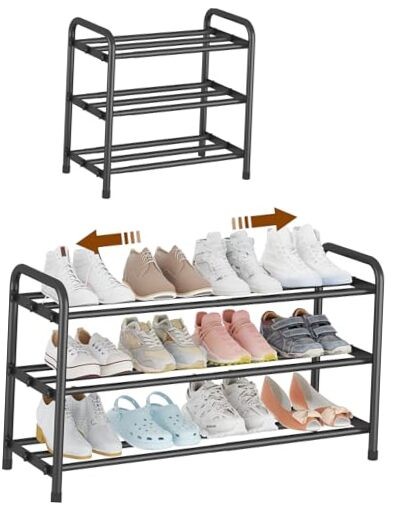 Expandable Shoe Rack Organizer – 3-Tier Shoe Shelf for Closet, 3-Tiers