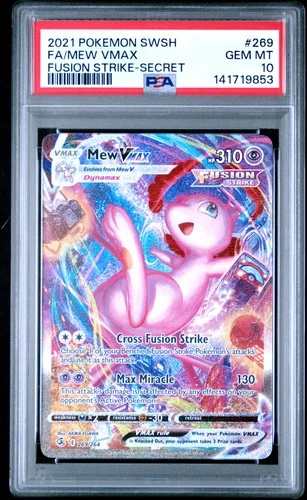 2021 POKEMON SWORD & SHIELD FUSION STRIKE SECRET #269 FULL ART/MEW VMAX PSA 10